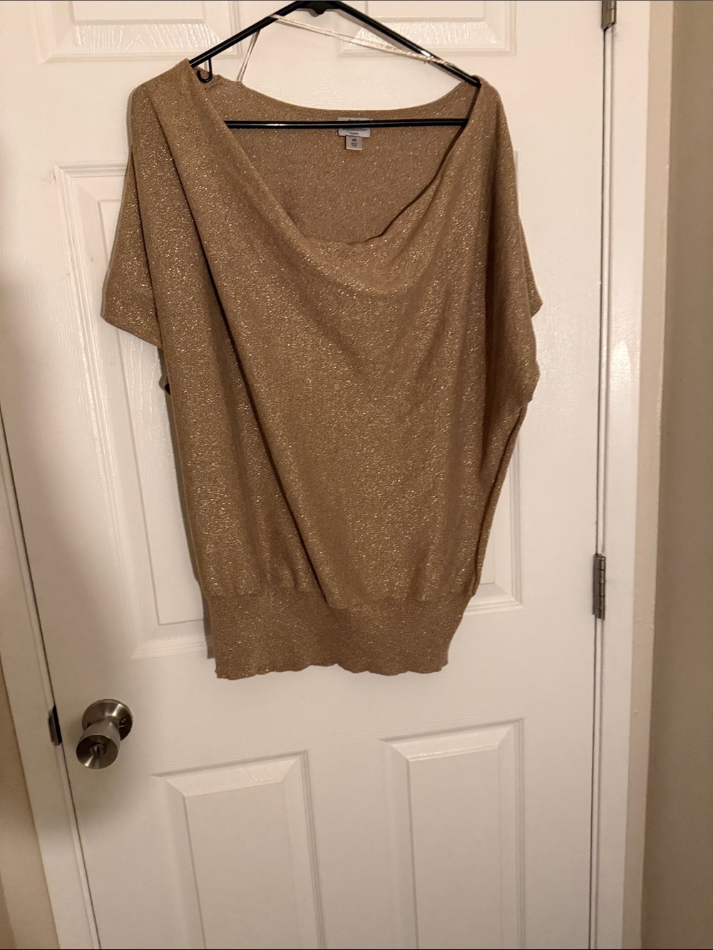 Worthington Metallic Gold Cowl Neck Sweater